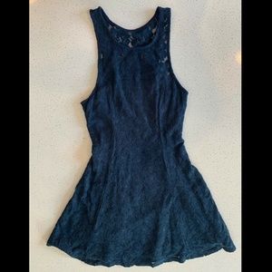 Hollister Navy Blue Lace Sleeveless Skater Fit And Flare Dress Size XS